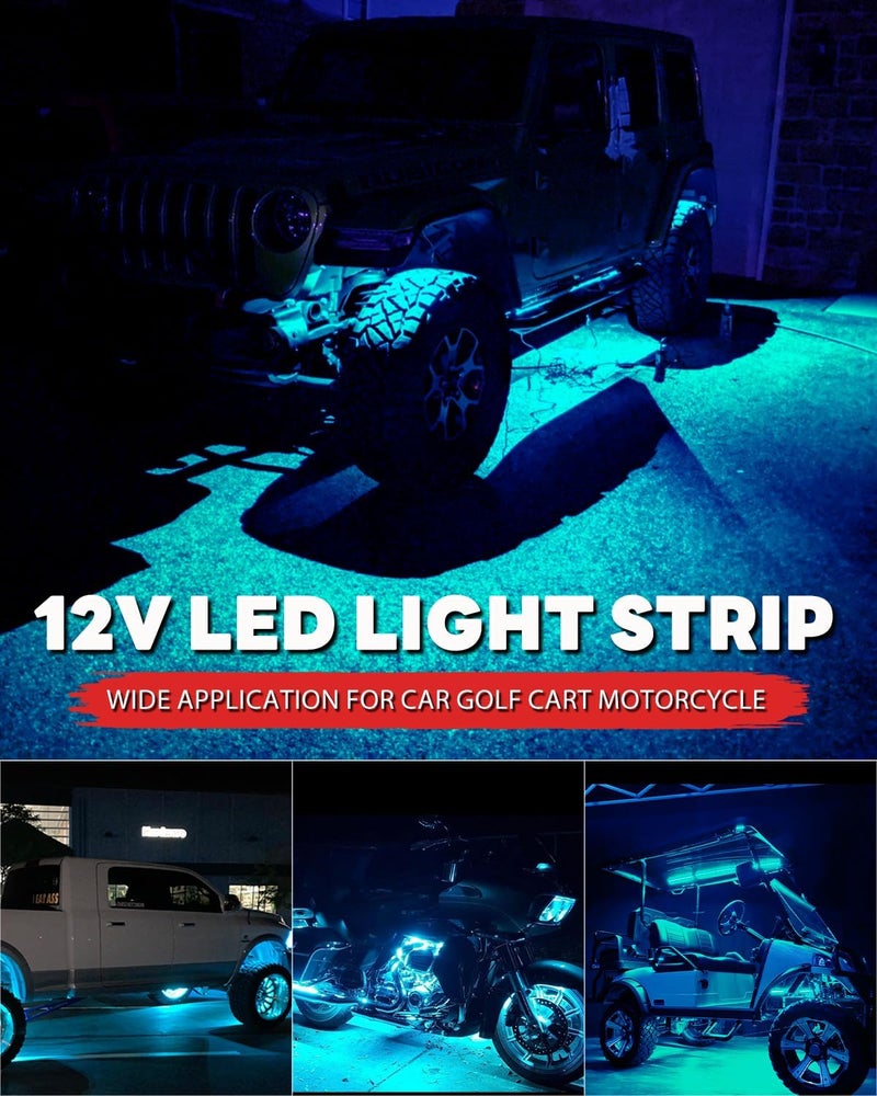 Miisiya 12V Led Light Strip Connectable 24Inch ICE Blue Led Strip Lights for Car Underglow Kit Golf Cart Motorcycle Boat Cabinet Waterproof Led Light Strip,4Pack - Image 5